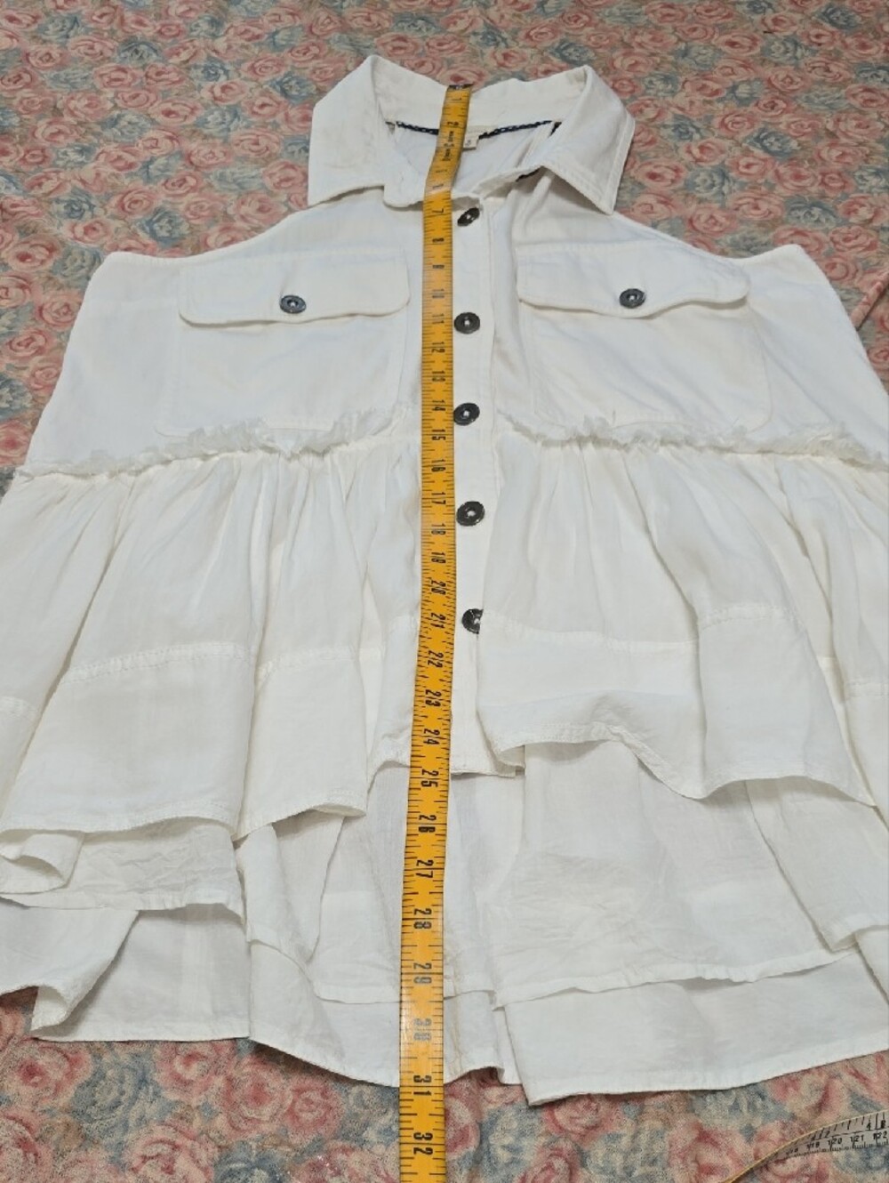 Pilcro White Shirt with Navy Stitch Detailing - Picture 5 of 9